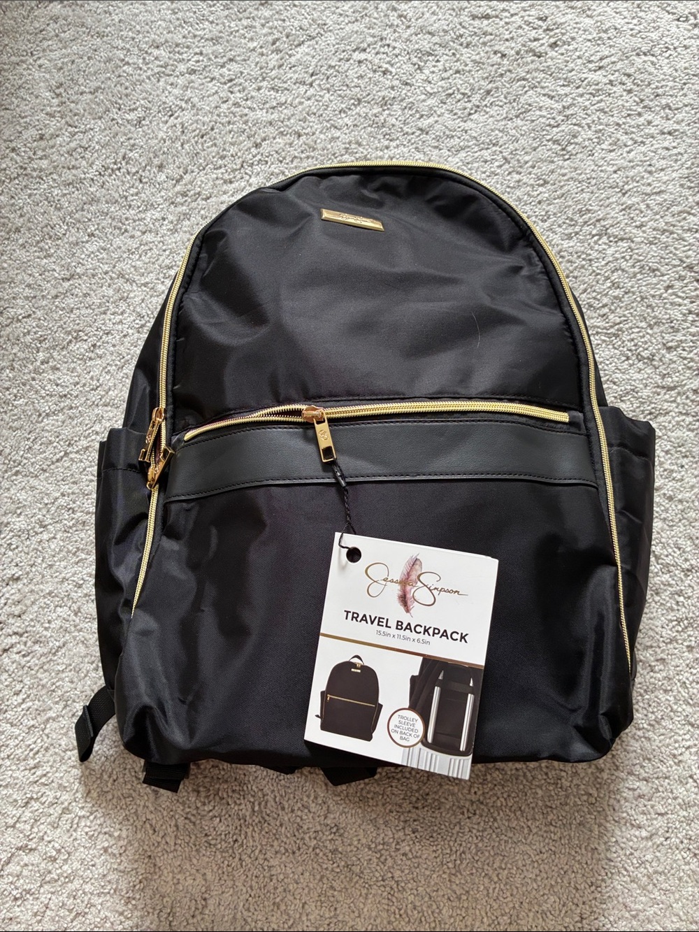 Jessica Simpson Black Backpack with Gold Hardware
